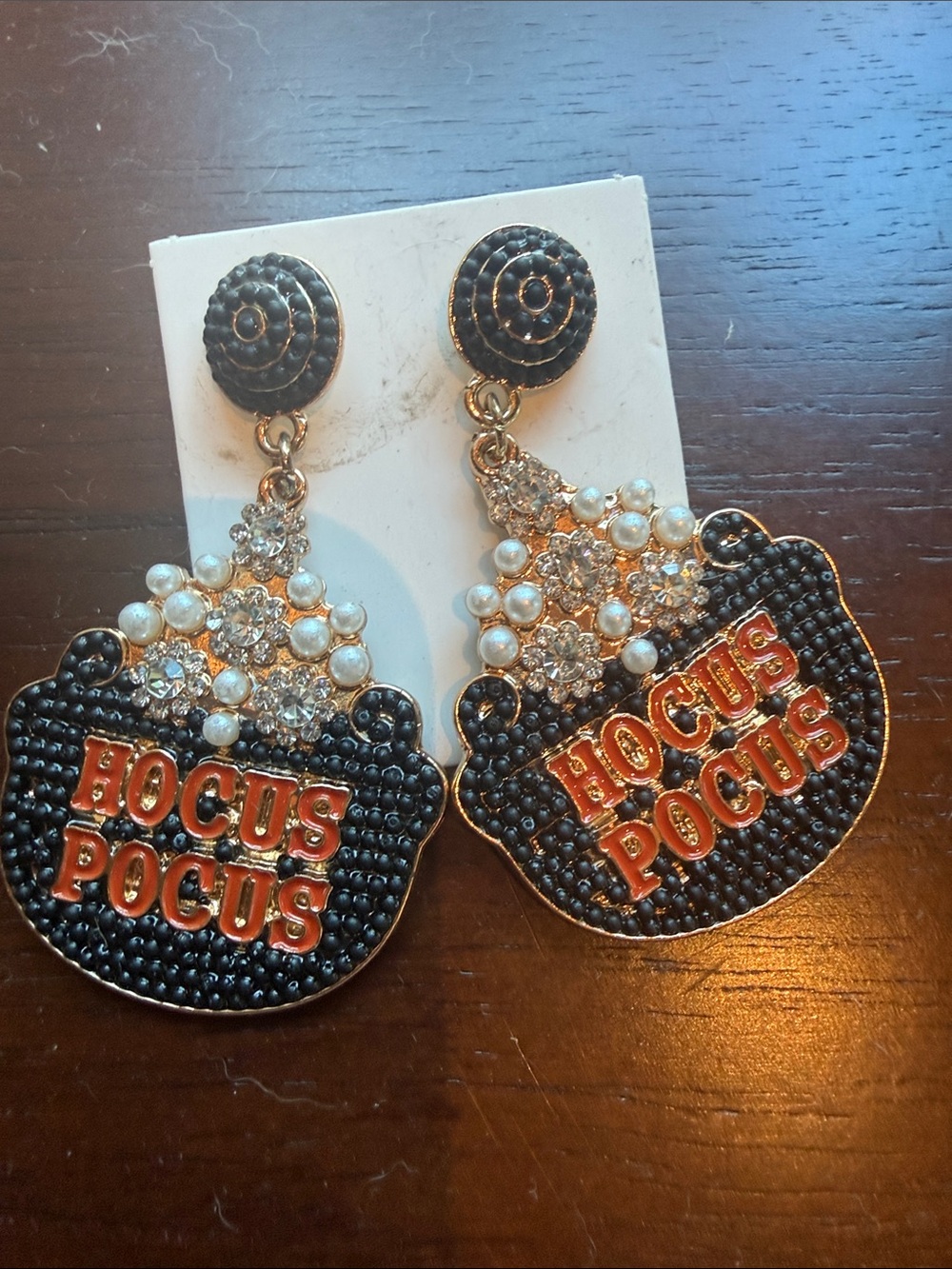 Hocus Pocus Black & Gold Statement Drop Earrings
